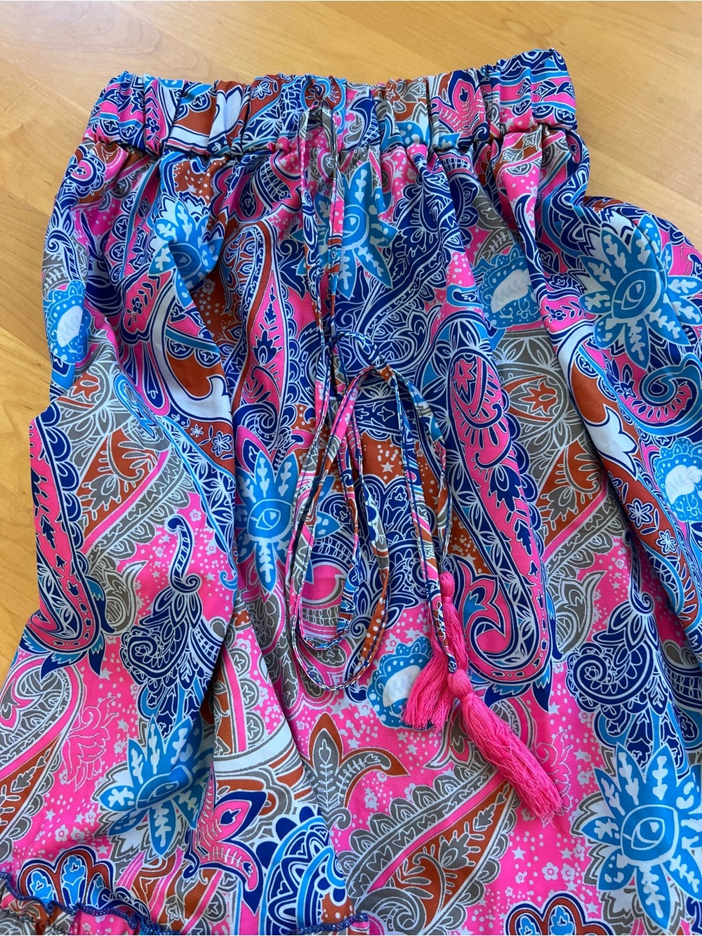 Women's Pink & Blue Paisley Tiered Maxi Skirt - Picture 2 of 5